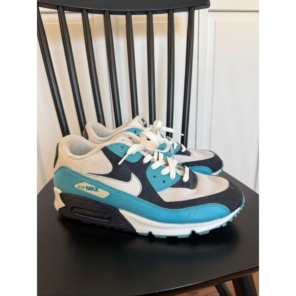 Nike Air Max 90 white chlorine blue and obsidian sneaker size 12 Rare main image 10